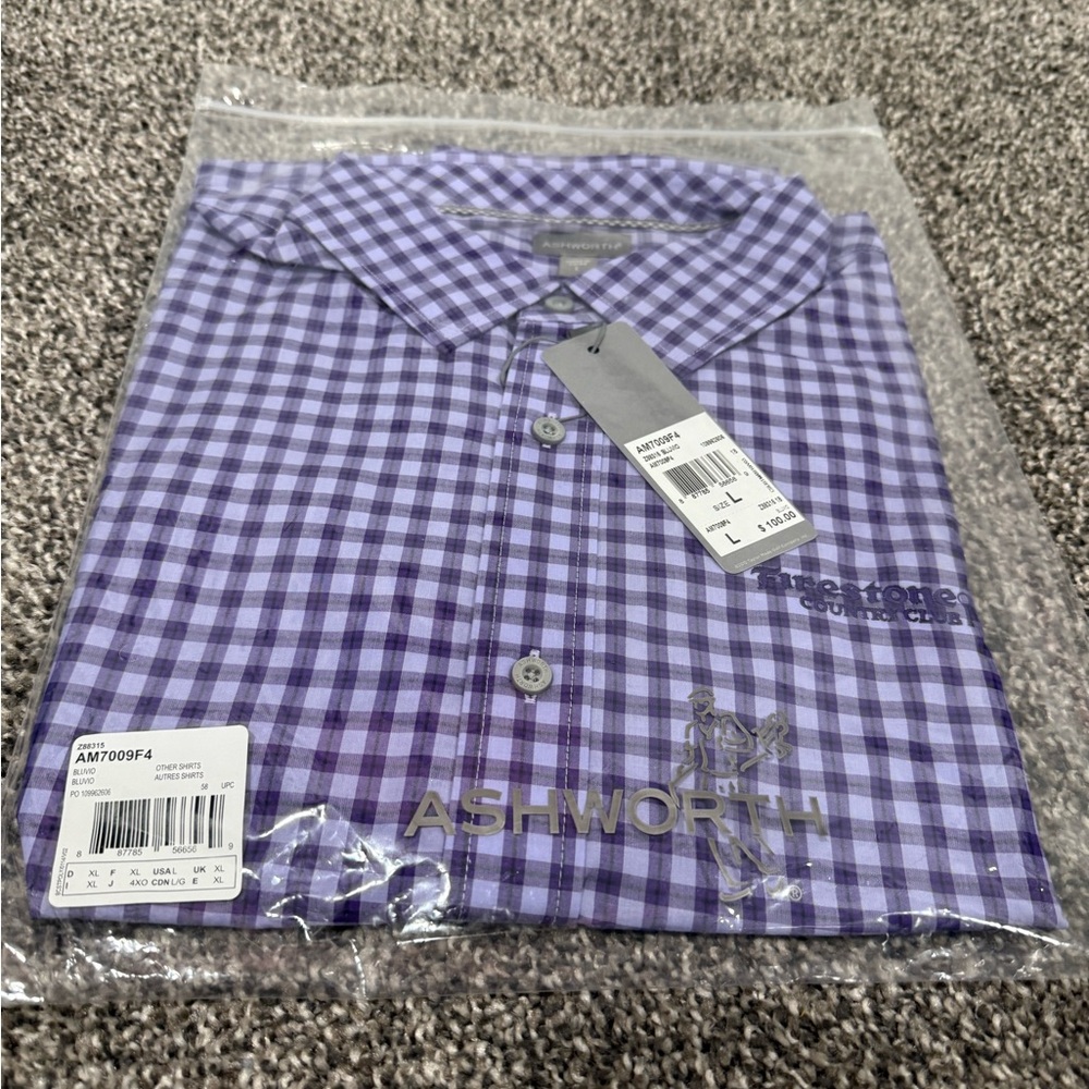 Ashworth Lavender Checkered Casual Shirt